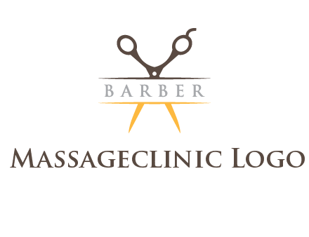 open scissors in barber logo