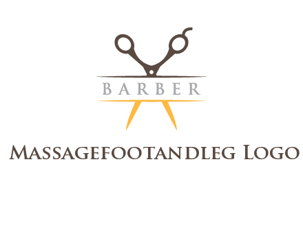 open scissors in barber logo