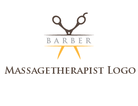 open scissors in barber logo
