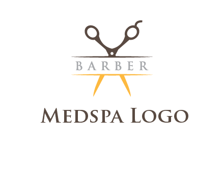 open scissors in barber logo