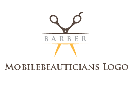 open scissors in barber logo