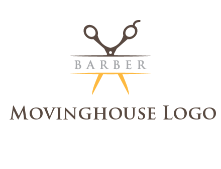 open scissors in barber logo