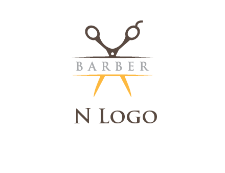 open scissors in barber logo