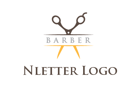 open scissors in barber logo