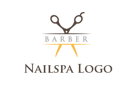 open scissors in barber logo