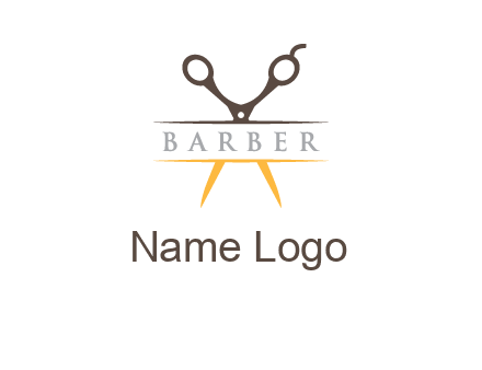 open scissors in barber logo