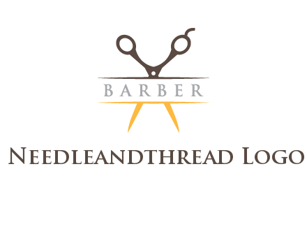 open scissors in barber logo
