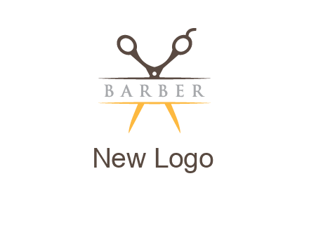 open scissors in barber logo