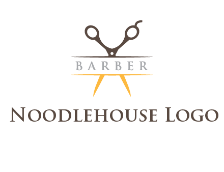 open scissors in barber logo