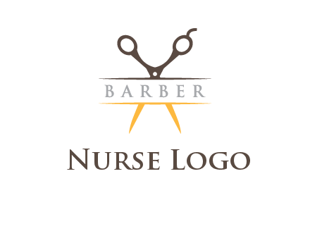 open scissors in barber logo