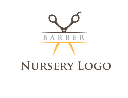 open scissors in barber logo