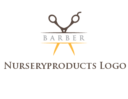 open scissors in barber logo