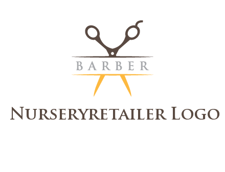 open scissors in barber logo