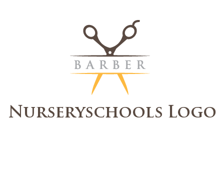 open scissors in barber logo