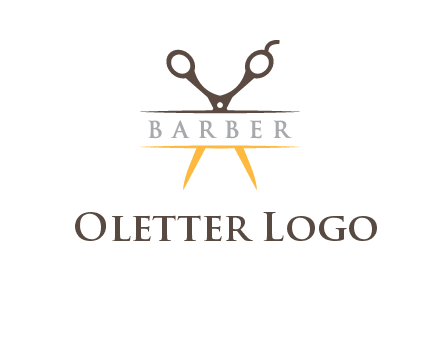 open scissors in barber logo