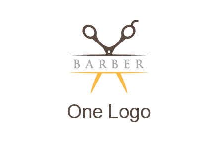 open scissors in barber logo