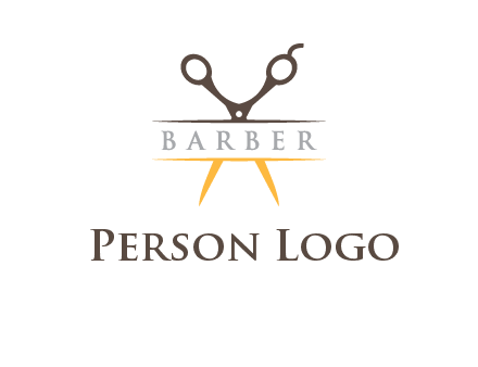 open scissors in barber logo