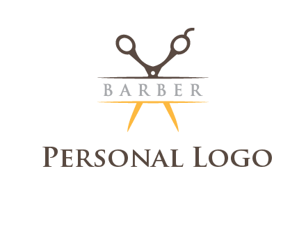 open scissors in barber logo
