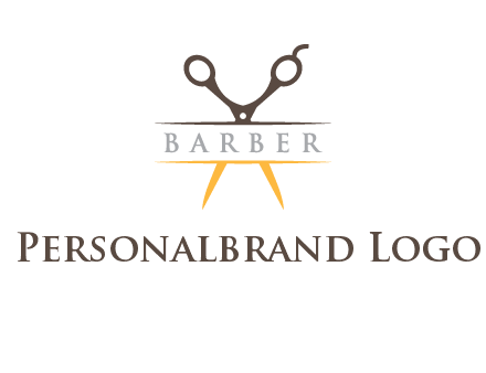 open scissors in barber logo