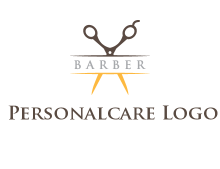 open scissors in barber logo