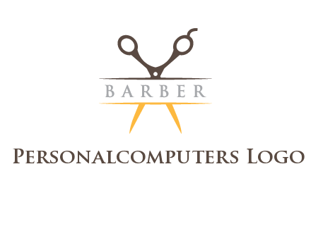 open scissors in barber logo