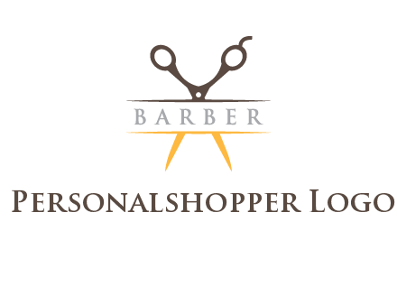 open scissors in barber logo