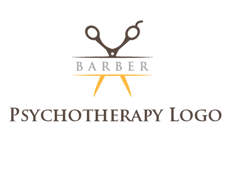 open scissors in barber logo