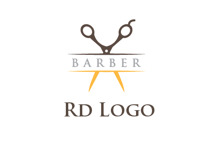 open scissors in barber logo