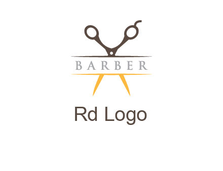 open scissors in barber logo