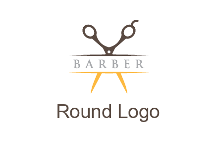 open scissors in barber logo