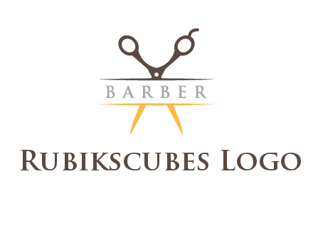 open scissors in barber logo