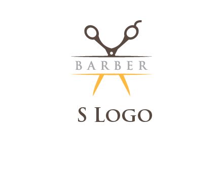 open scissors in barber logo