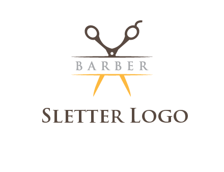 open scissors in barber logo
