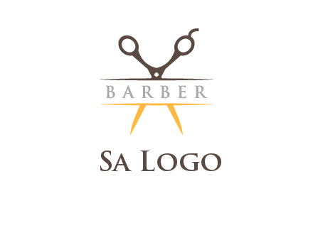 open scissors in barber logo