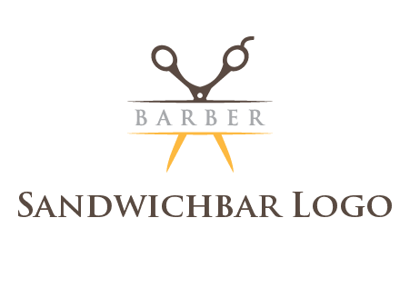 open scissors in barber logo