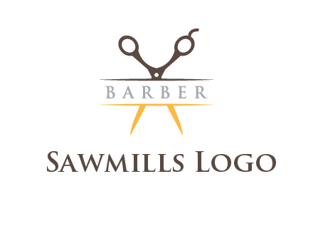 open scissors in barber logo