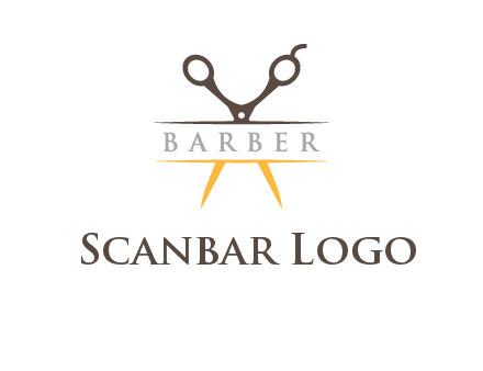 open scissors in barber logo