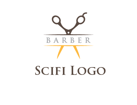 open scissors in barber logo