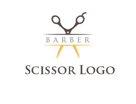 open scissors in barber logo