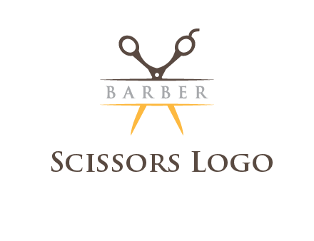 open scissors in barber logo