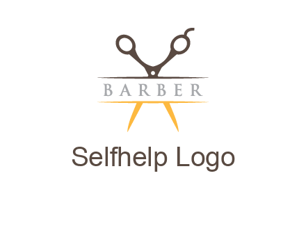 open scissors in barber logo