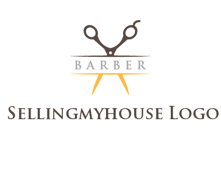 open scissors in barber logo