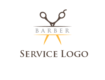 open scissors in barber logo