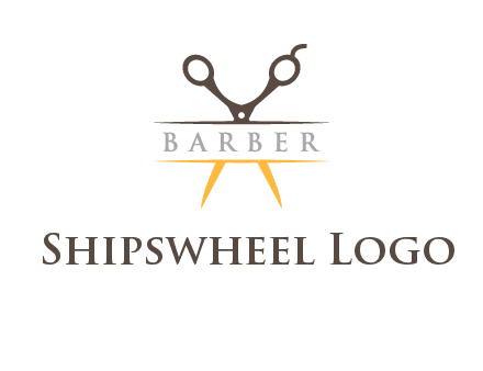 open scissors in barber logo