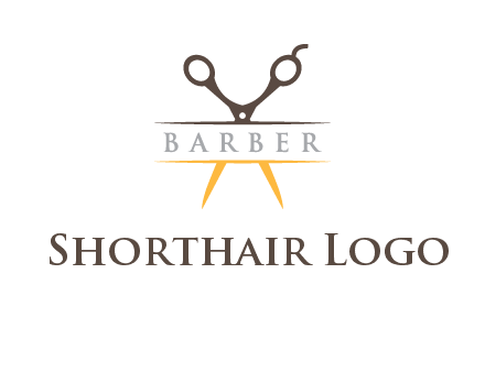 open scissors in barber logo