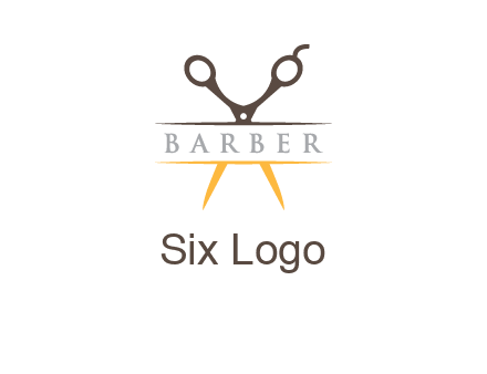 open scissors in barber logo