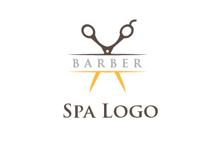 open scissors in barber logo