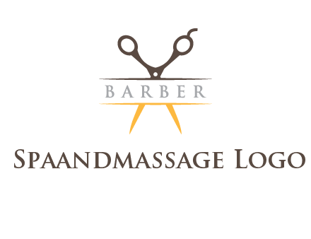 open scissors in barber logo