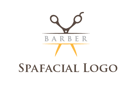 open scissors in barber logo