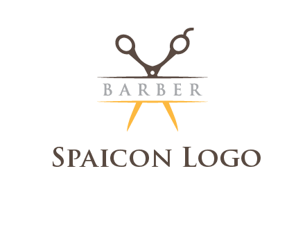 open scissors in barber logo